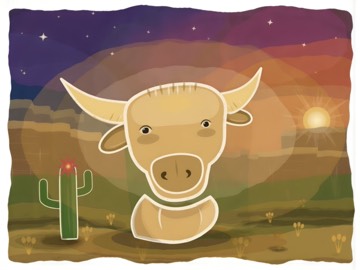 Taurus, illustrated in a batik style